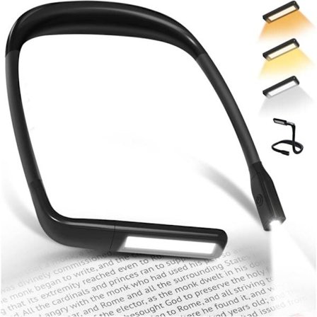 Genopladelig læselampe til nakken med 3 farver fleksibel LED til seng, bog, strikning, syning, camping, reparation, gave til kvinder, mænd, teenagere 