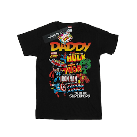 Marvel Mens Our Dad Superhero T-Shirt L Svart