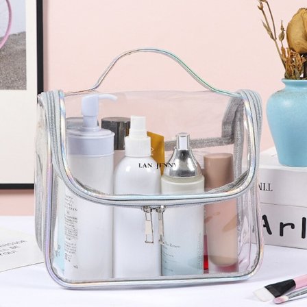 Kosmetiikkalaukut Kirkas PVC vetoketjullinen meikkivoide Läpinäkyvä matkapussi