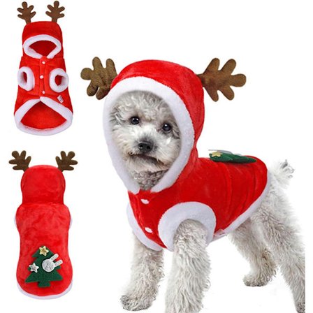 Jul Hunddräkt - Jul Hunddräkt - Jul Hundkostym med Huva