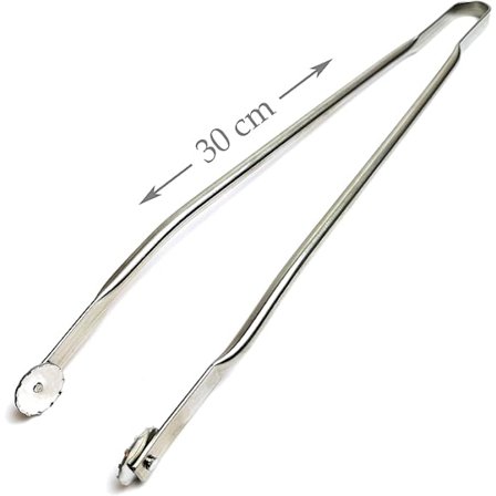 Ruostumattomasta teräksestä valmistetut grillipihdit pyörillä - 30 cm - yhteensopiva keittiöön, grilliin ja parilaan
