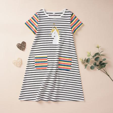 Hoppa Meter Flickor Klänning Sommar Baby Girl Rainbow Paljett An