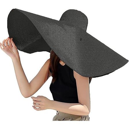 Överdimensionerade strandhattar för damer Extra stor strandhatt med bred brätte Vikbar roll-up floppy solhatt Sommar utomhus