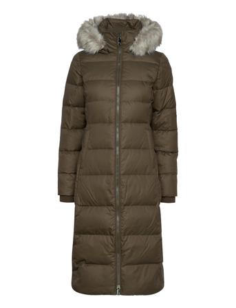 Tyra Down Maxi With Fur Foret Jakke Khaki Green Tommy Hilfiger