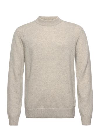 Akrico Lambswool Knit Strikkegenser M. Rund Krage Grå Anerkjendt