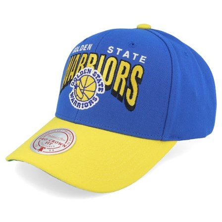Mitchell & Ness - Golden State Warriors Boom Text Pro Blue/Yellow Adjustable Adjustable Blue Cap - NBA @ Hatstore