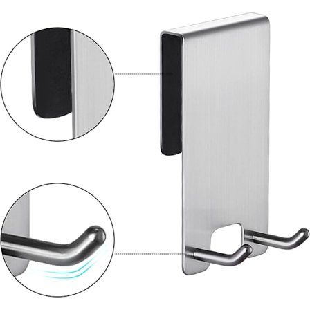 2 koukkua suihkukaappiin - Ei porausta - Pehmustettu sisäpuoli - Ruostumaton teräs