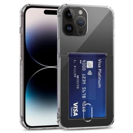 Iphone 14 Pro Skal Med Kortfack Transparent