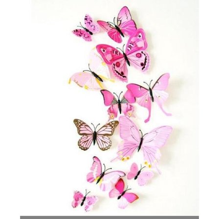 3D Sommerfugle - Vægdekoration - Mix Lys Pink - Høj Kvalitet - Holdbar - Let at Bruge