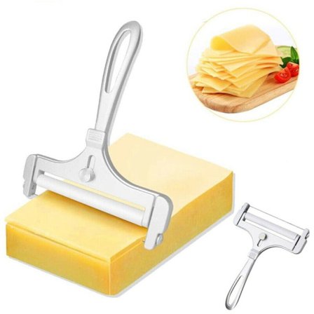 Osteskjærer i rustfritt stål med justerbar tråd - Håndholdt ostekutter for cheddar, gruyère, mozzarella - Kompatibel med de fleste osteblokker