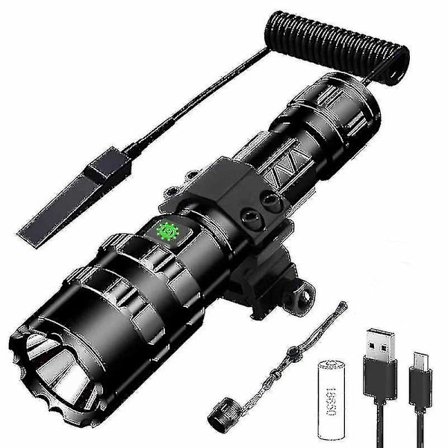 Professionell Led Ficklampa För Jakt Tactical Scout Torch Lights L2 USB Uppladdningsbar Led Vattentät Fishlights