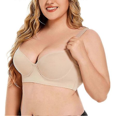 Enfärgad Airs Liftup BH Stor Byst Tunn Kupa Bygel Liftup Underkläder för Träning 36C Hud