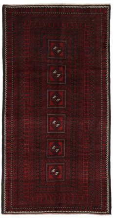 Tapis Baloutche 155X291 Noir/Rouge Foncé (Laine, Perse)