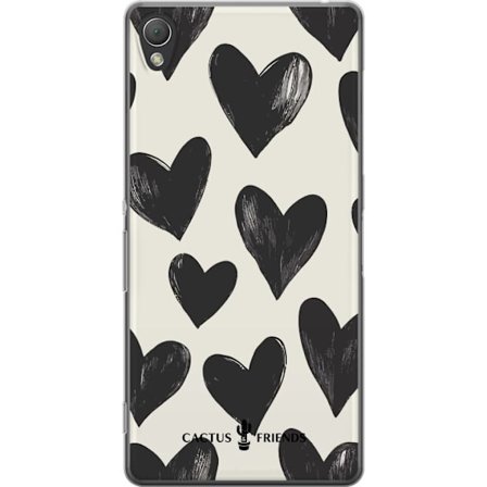 Kompatibel Mobilcover til Sony Sony Xperia Z3 Cactus and Friends - Bold Black Love Pattern