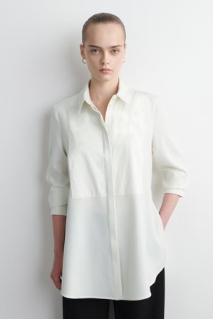COS Women's Wool Blend Tuxedo Shirt in White