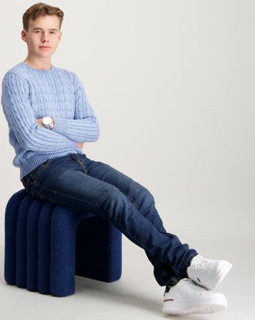 Polo Ralph Lauren Cable-Knit Cotton Sweater Blauw Truien Jongens - Kids Brand Store