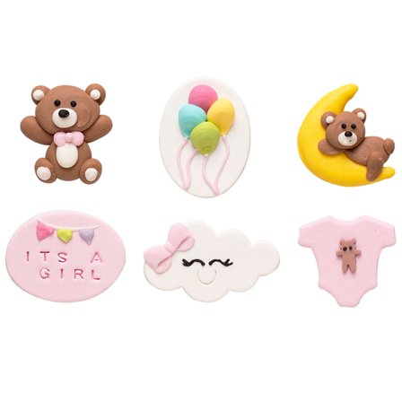 Sukkerdekorationer It's A Girl 6-pak