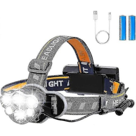 Erittäin Kirkas Otsalamppu, Ladattava Led-taskulamppu Led-otsalamppu 6 Ledillä 12000lm 8 Valotilalla