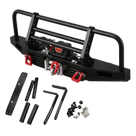Metal Front Bumper med Spil Fjernbetjeningssystem til 1/10 RC Crawler TRX4 Axial SCX10 & SCX10