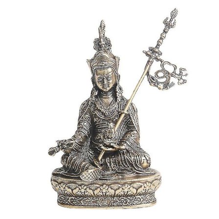 Tibetansk Guru Padmasambhava Buddha Mässingsstaty Ornament, Inbäddade Buddhistiska Bronsstatyer, Antika Ornament och Forntida Bronser