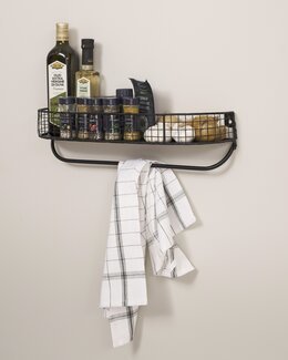 Metallhylde med håndklædeholder Sort
