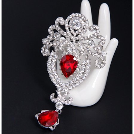 Rød krystallknapp brosje, skjorte brosje knapper, sikkerhetsbrosje,