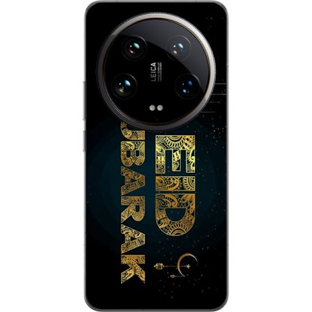 Kompatibelt Mobildeksel til Xiaomi 14 Ultra Gyldent Ramadan-motiv med dekorativ typografi, lykter, halvmåne og stjerner på en mørk bakgrunn