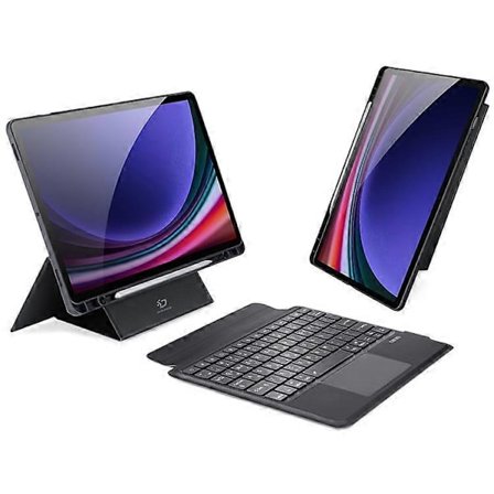 DUX DUCIS DK-serie Kompatibel med Samsung Galaxy Tab S9, koreanskt tangentbord med bakgrundsbelysning och surfplattefodral i PU-läder