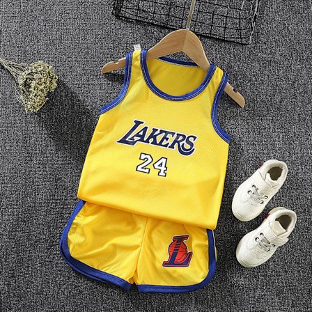 Sportbaskettröja för barn Lakers nr 24 gul