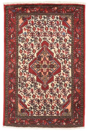 Handgeknoopt Asadabad Vloerkleed 80X122 Wol Donkerrood/Zwart Klein