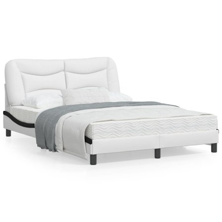 Bed Frame with LED without Mattress "Hvar" White and Black 120x200 cm