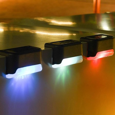 LED Solcells Trappstegslampa Patio Varmvit Trappbelysning Vattentät Trädgård Gräsmatta Dekoration Utomhus Balkonglampa Stigen Belysning för Staket