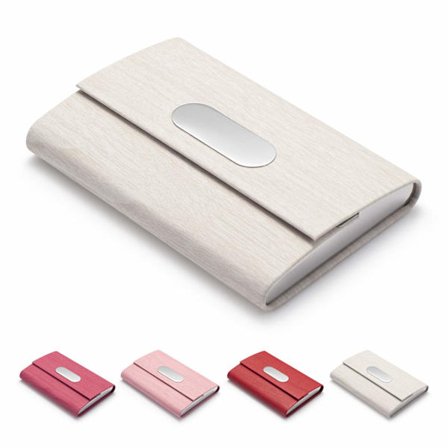 Visitkortlomme, PU-lær, slank visitkortholder - Visitkortholder/lommebok for visittkort med ID-lomme for kvinner og menn