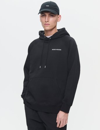 WOOD WOOD Wwfred Hoodie Chest Print - Black - S