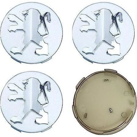 4 stk. hjulkapsler til Peugeot 60mm sølv, navkapsler