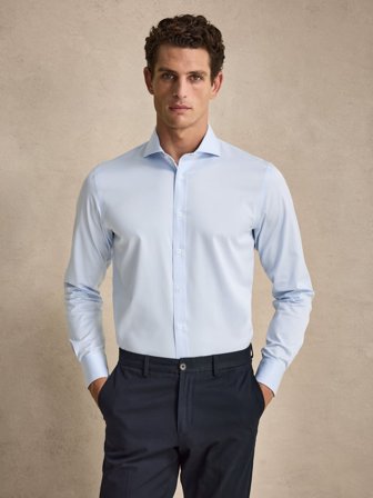 John Henric Men's Hellblaues Stretch-Hemd Slim Fit Size 43