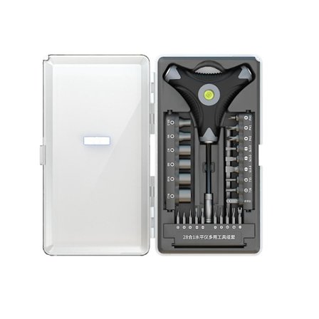 28 i 1 skruetrækkersæt S2 skruetrækkerbitsæt Hex sokkel niveau måler håndtag reparation håndværktøj til elektronik, ur