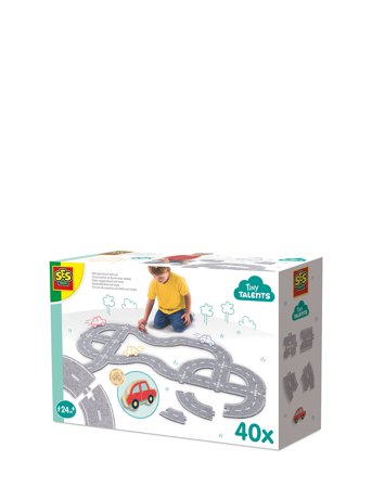 SES Creative | Felt Road Circuit With Car 40 Parts | ONE SIZE