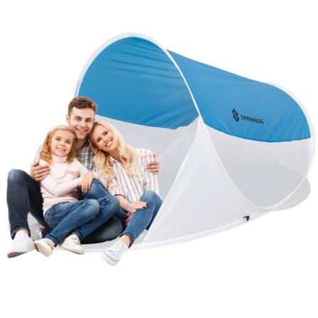 SPRINGOS Pop Up -rantateltta Rantakatos lattialla Taitettava 200x120x95 cm Automaattinen Instant-kantolaukku Blå /