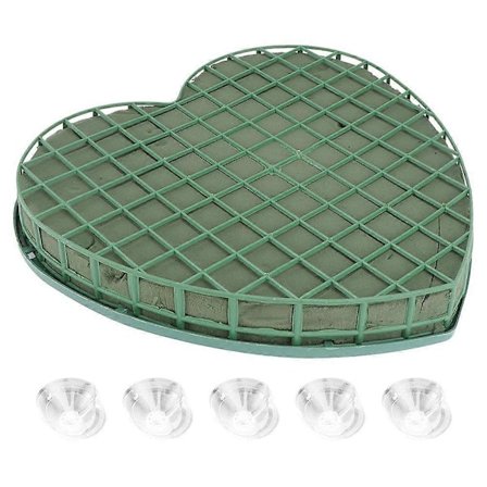 1 Sæt Blomsterskum Cage med Sugekop Hjerte Blomster Mudder Base Bryllupsbil Blomsterarrangementer Mudder