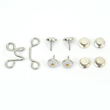 Knappnålsfrie avtakbare justerbare jeansmidje metallknapp uten spiker stil midjeartefakt sølv