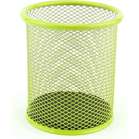 Grön metallpennskrin - rund metallpennhållare