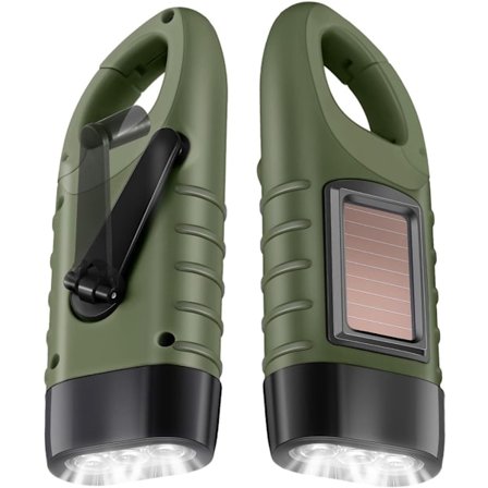 ING To-delt - Håndsving lommelygte - Solcelle lommelygte - Grøn