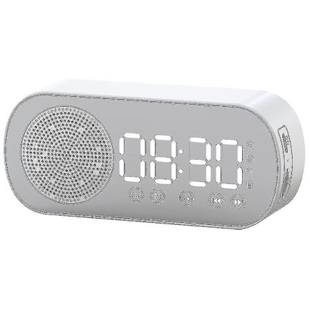 Led-väckarklocka för Bluetooth-högtalare, FM-radio, familj (vit)