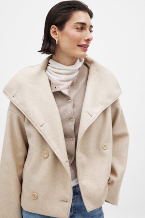 NA-KD Trend Kort dubbelbröstad kappa - Vårjackor - Beige - EU 42