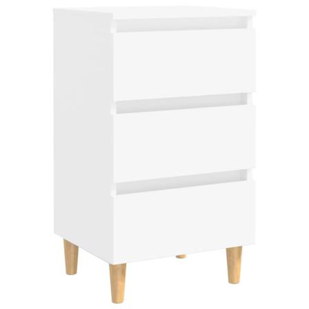 Vidaxl Sängbord Med Ben I Massivt Trä Vit 40x35x69 Cm Vit