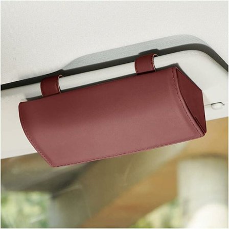 ??Bil Brilletui, Brille Opbevaringsboks, Solbrillerboks med Magnetisk Funktion, til Bil SUV RV Lastbil, Vinrød