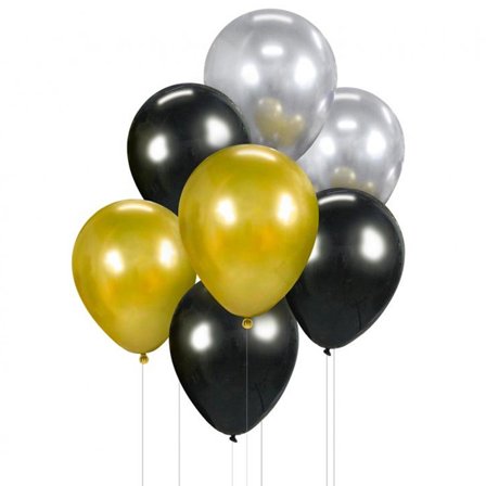 Ballongset Svart, Guld & Silver - Partyninja.se