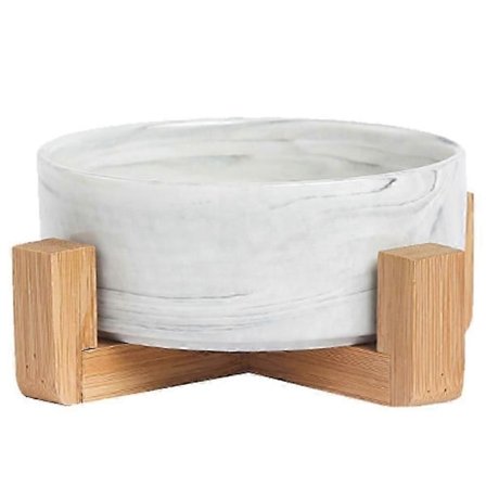 Keraaminen koiran ja kissan ruokakuppi, korotettu ruoka- ja juomakuppi liukumattomalla puurungolla