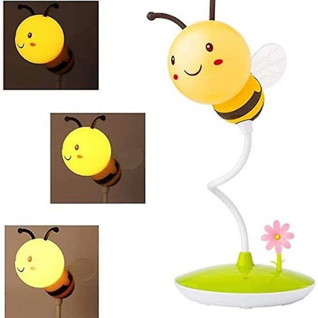 Søt humle LED-skrivebordslampe berøringskontroll dimming 3 lysstyrke og 360 fleksibel svanehals øyepleie USB oppladbar